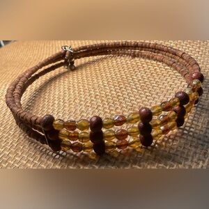 Lulu-B Golden and Brown Beaded chocker necklace